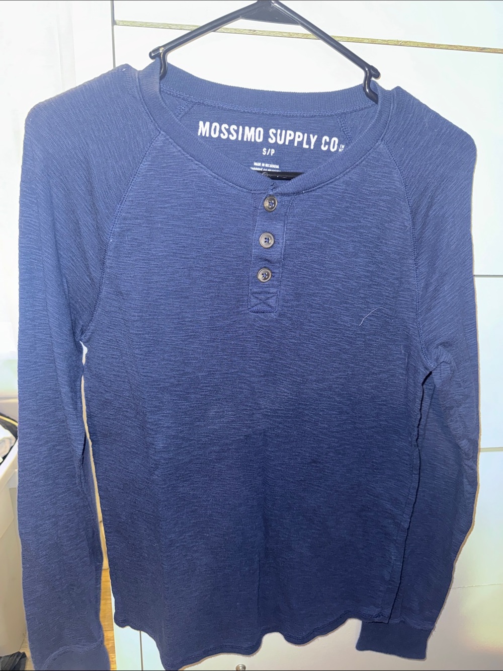 Mossimo Supply Co. Dark Navy Henley Long Sleeve Top